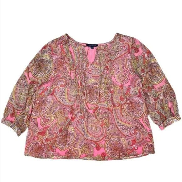 Paisley Collection Lot of 4 Various Brands 2X Blouse Tops Career Boho Colorful - Picture 6 of 12